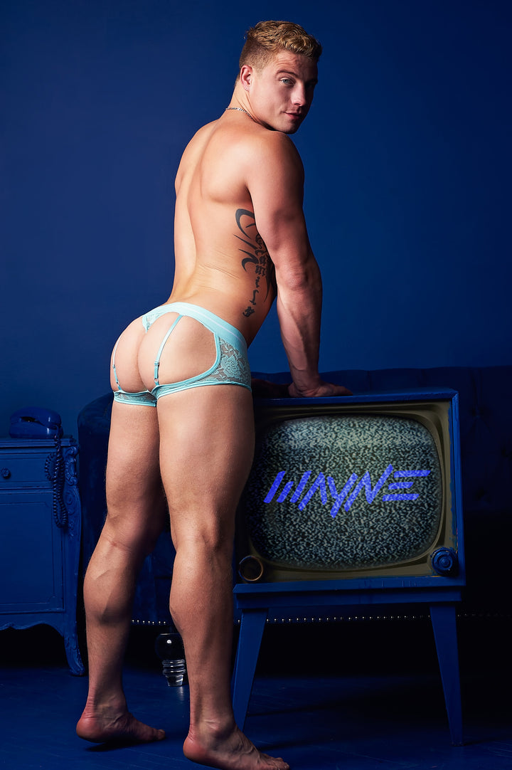 Azure Garter Lace Thong